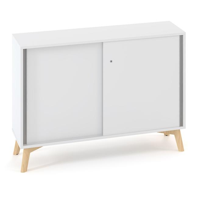 [IR100079] ALFA ROOT Regal mit Trennwand, Schiebetüren, 1 Einlegeboden, 120 x 45 x 88,7 cm, weiß