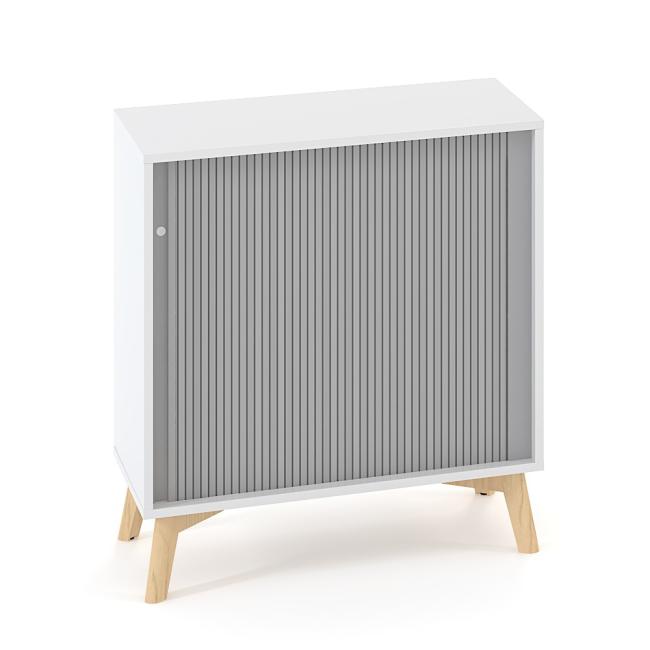 [IR100083] ALFA ROOT Regal, Lamellentüren RAL 9010, 1 Regalboden, 80 x 45 x 88,7 cm, weiß