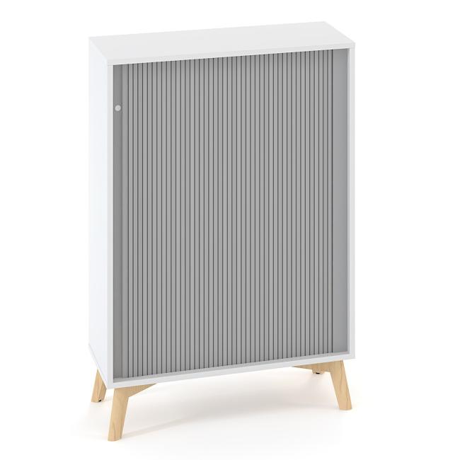 [IR100085] ALFA ROOT Regal, Lamellentüren RAL 9010, 2 Regalböden, 80 x 45 x 121,5 cm, weiß