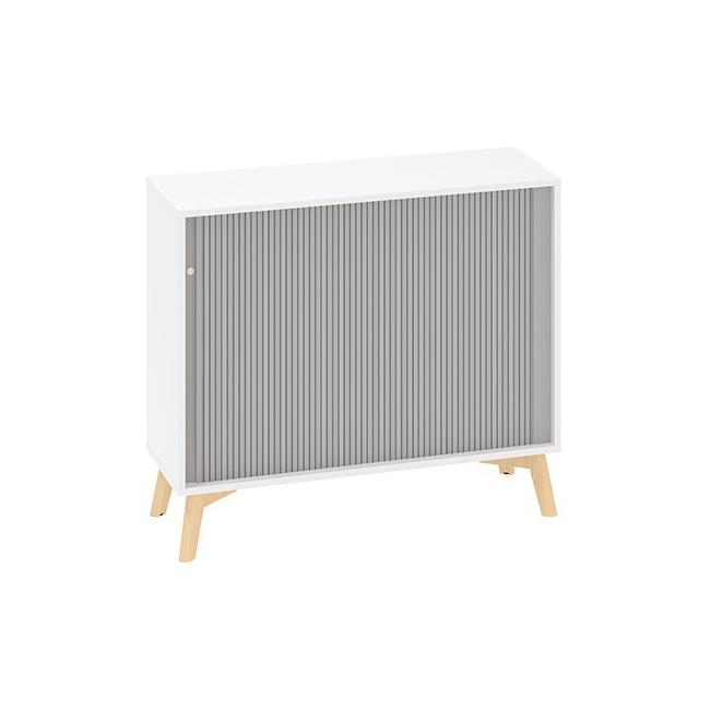 ALFA ROOT Regal, Lamellentüren RAL 9010, 1 Regalboden, 100 x 45 x 88,7 cm, weiß