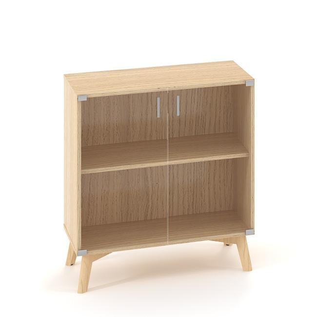 ALFA ROOT Regalschrank, Glas, 1 Ablage, 80 x 45,8 x 88,7 cm, Eiche