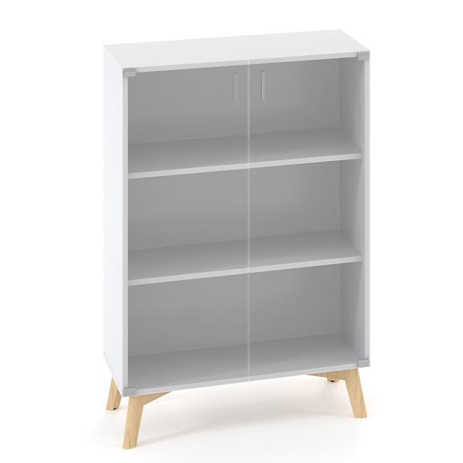 ALFA ROOT Regalschrank, Glas, 2 Ablagen, 80 x 45,8 x 121,5 cm, weiß