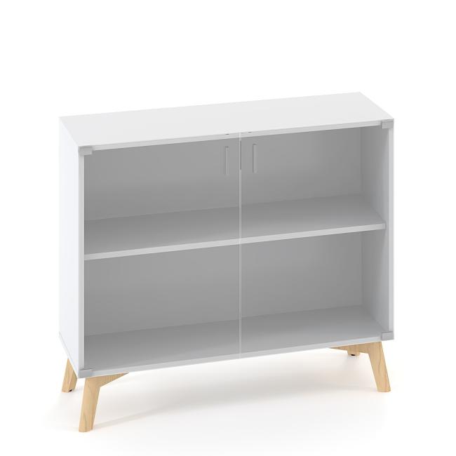ALFA ROOT Regalschrank, Glas, 1 Ablage, 100 x 45,8 x 88,7 cm, weiß
