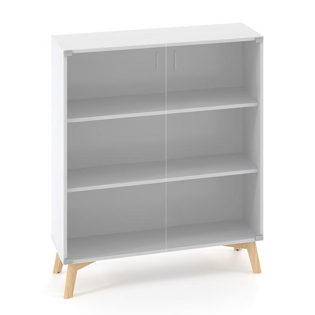 ALFA ROOT Regalschrank, Glas, 2 Ablagen, 100 x 45,8 x 121,5 cm, weiß