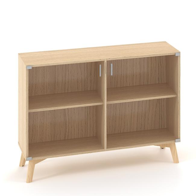 ALFA ROOT Regal mit Trennwand, Glas, 1 Ablage, 120 x 45,8 x 88,7 cm, Eiche