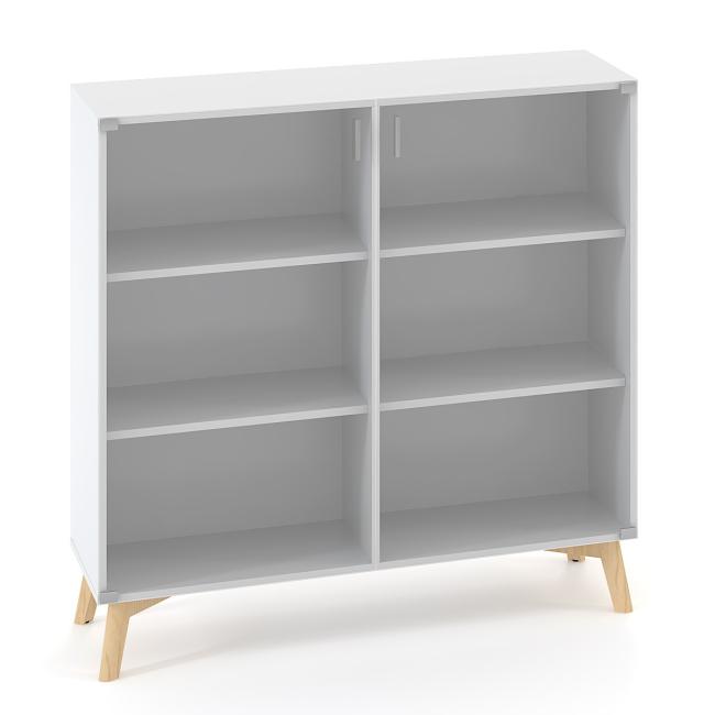 ALFA ROOT Regal mit Trennwand, Glas, 2 Ablagen, 120 x 45,8 x 121,5 cm, weiß