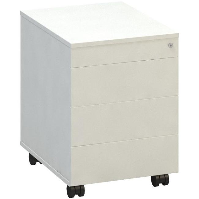 [IR246020] Rollcontainer ALFA, 3+1 Schubladen, grifflos, weiß