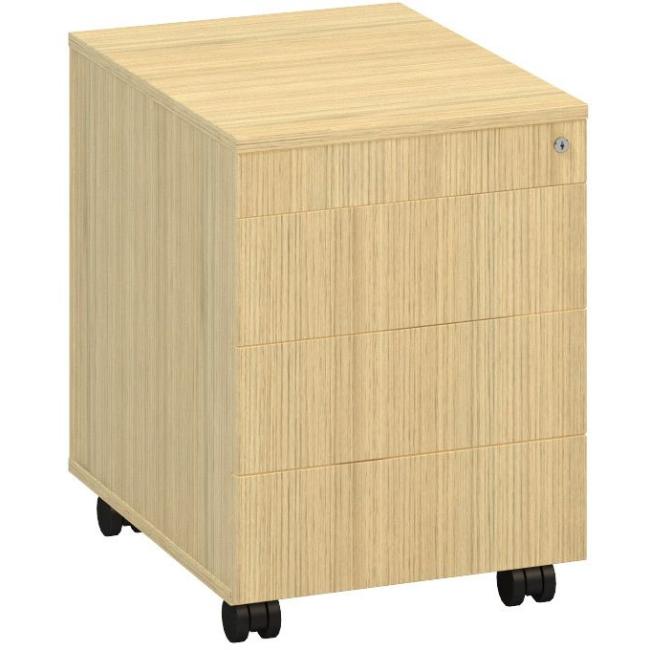 [IR246021] Rollcontainer ALFA, 3+1 Schubladen, grifflos, Eiche