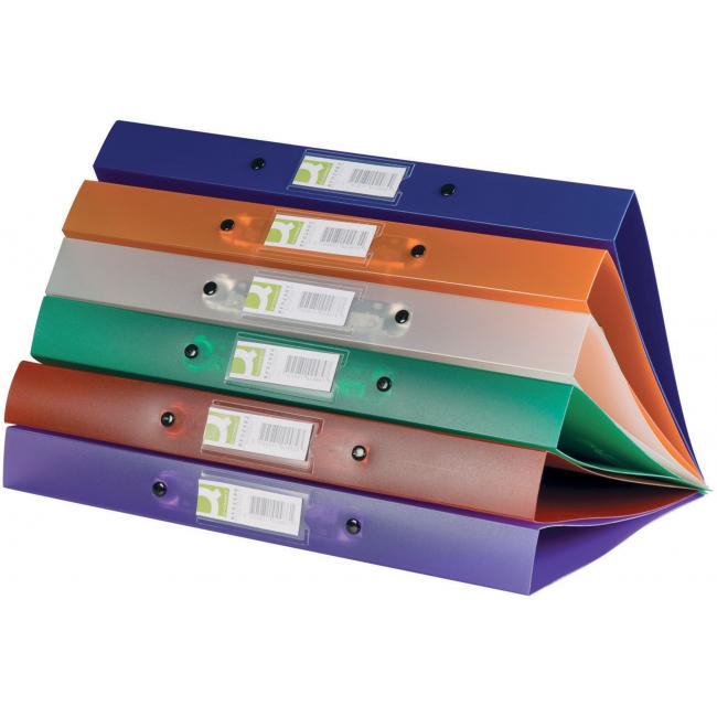 4-Ring-Ordner Q-CONNECT, komplett aus Kunststoff, 2,5 cm, transparent blau
