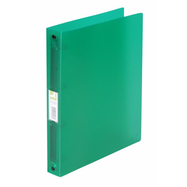 4-Ring-Ordner Q-CONNECT, komplett aus Kunststoff, 2,5 cm, transparent grün
