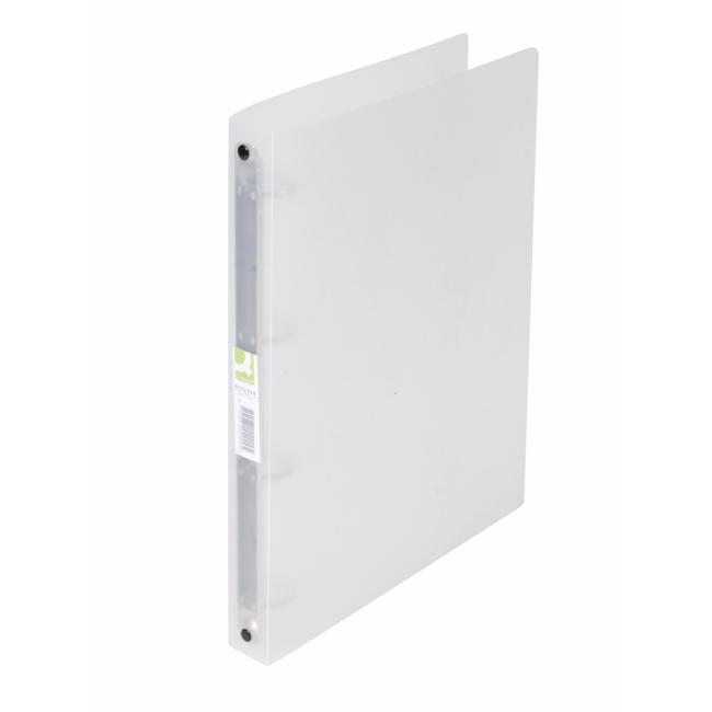 4-Ring-Ordner Q-CONNECT, komplett aus Kunststoff, 2,5 cm, transparent, milchig