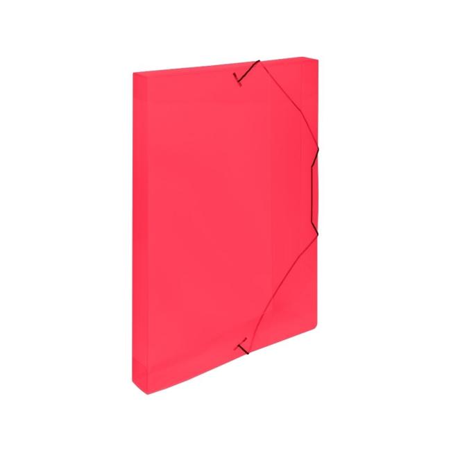 [KP251400] Kunststoffbox mit Gummiband, Karton PP, transparent rot