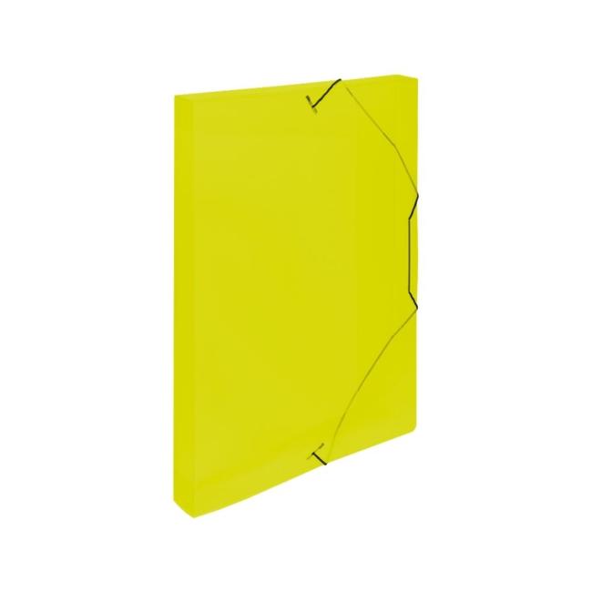 [KP251600] Kunststoffbox mit Gummiband, Karton PP, transparent gelb