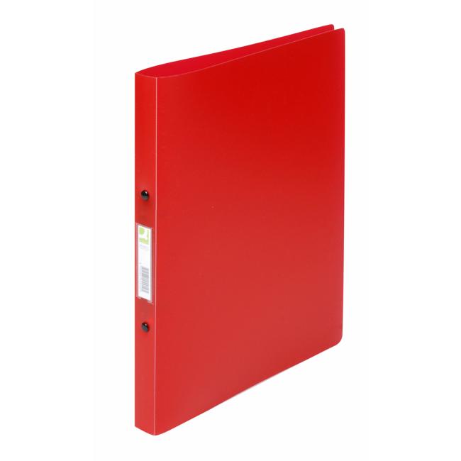 2-Ring-Ordner Q-CONNECT, komplett aus Kunststoff, 1,6 cm, transparent, rot