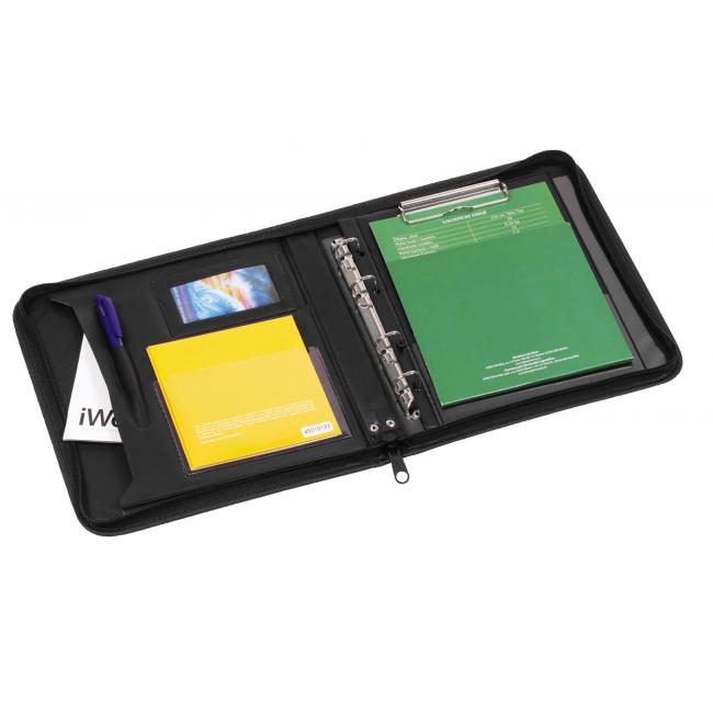 [KP560200] Konferenzplan A5 mit Rückwand aus PP-Karton, schwarz, mit Milano-Kunstlederbezug