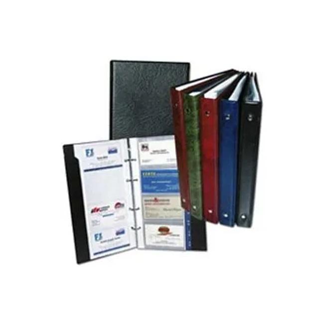 Tragbarer Visitenkartenhalter mit 4 Ringen für 80 Visitenkarten mit Register, aus blauer PP-Kartonplatte