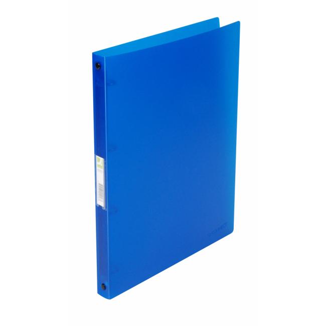 4-Ring-Ordner Q-CONNECT, komplett aus Kunststoff, 1,6 cm, transparent blau