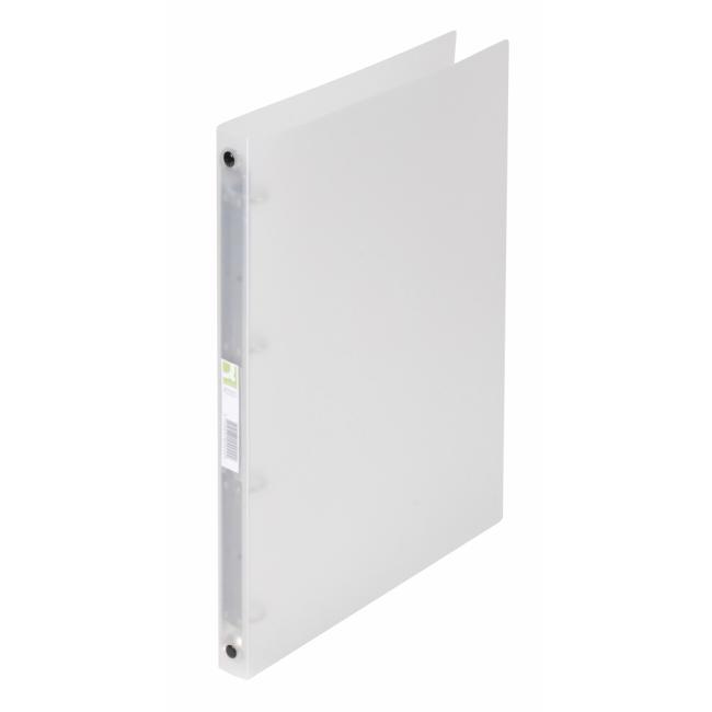 4-Ring-Ordner Q-CONNECT, komplett aus Kunststoff, 1,6 cm, transparent, milchig