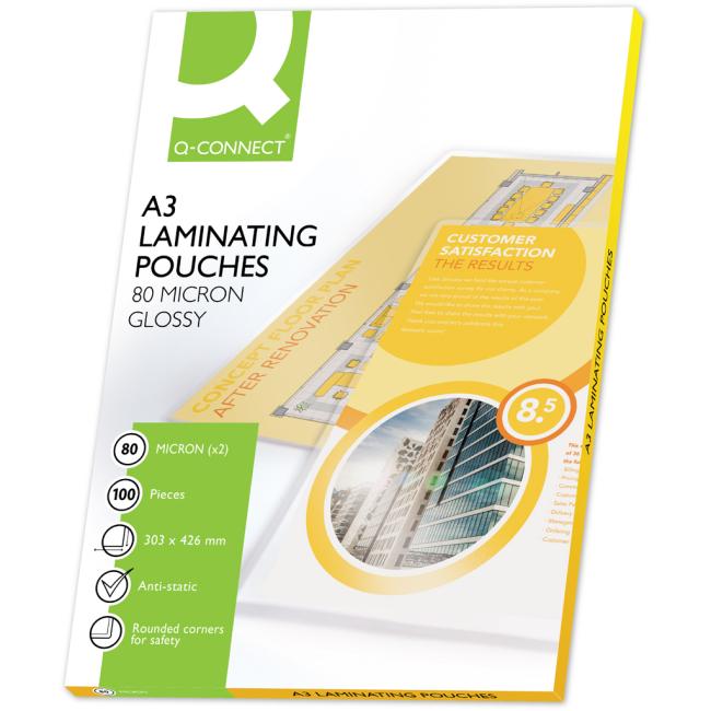 Laminierfolien Q-Connect 303x426 /A3/ 80mic.