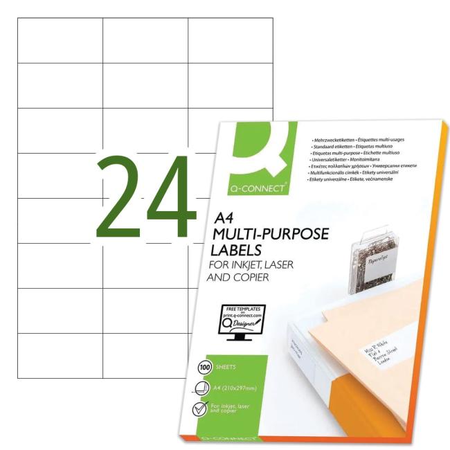 Universal-Etiketten 70x37mm Q-CONNECT A4 100 Blatt