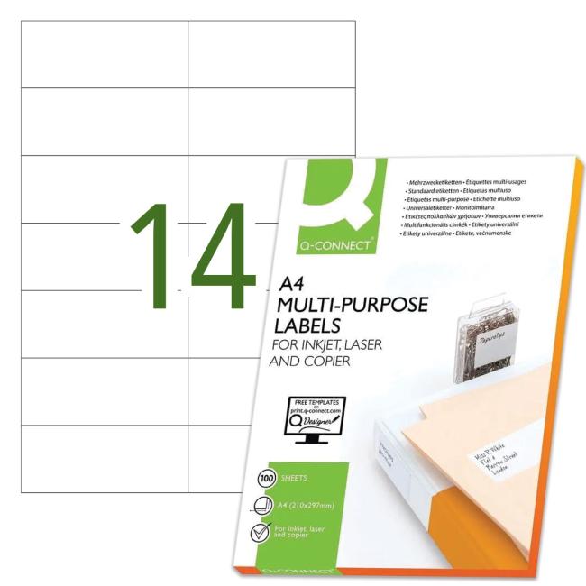 Universal-Etiketten 105 x 42,3 mm Q-CONNECT A4 100 Blatt