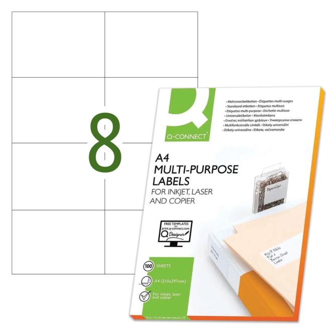 [QC010659] Universal-Etiketten 105 x 74 mm Q-CONNECT A4 100 Blatt