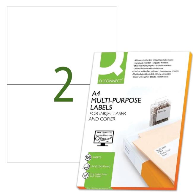 [QC010662] Universal-Etiketten 210 x 148,5 mm Q-CONNECT A4 100 Blatt