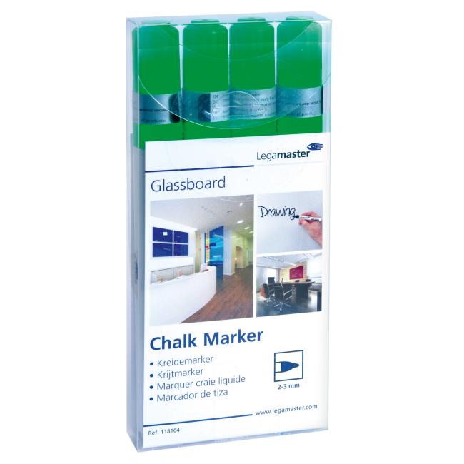 [LM118104] GLASTAFEL Kreidemarker grün 4 Stück