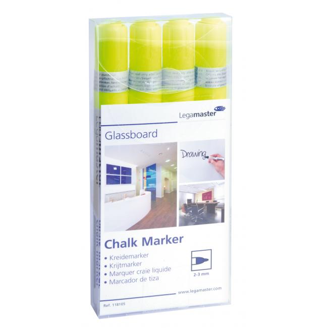 [LM118105] GLASTAFEL Kreidemarker gelb 4 Stück