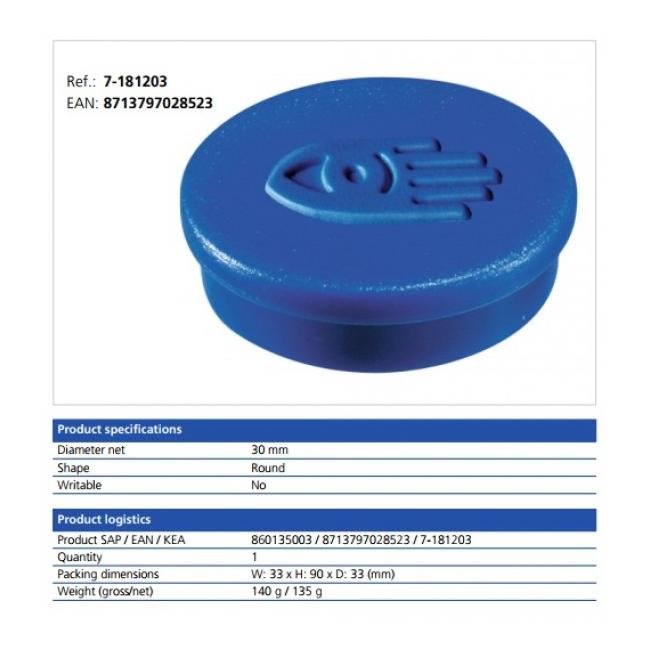 Magnet 30 mm blau 10 Stück