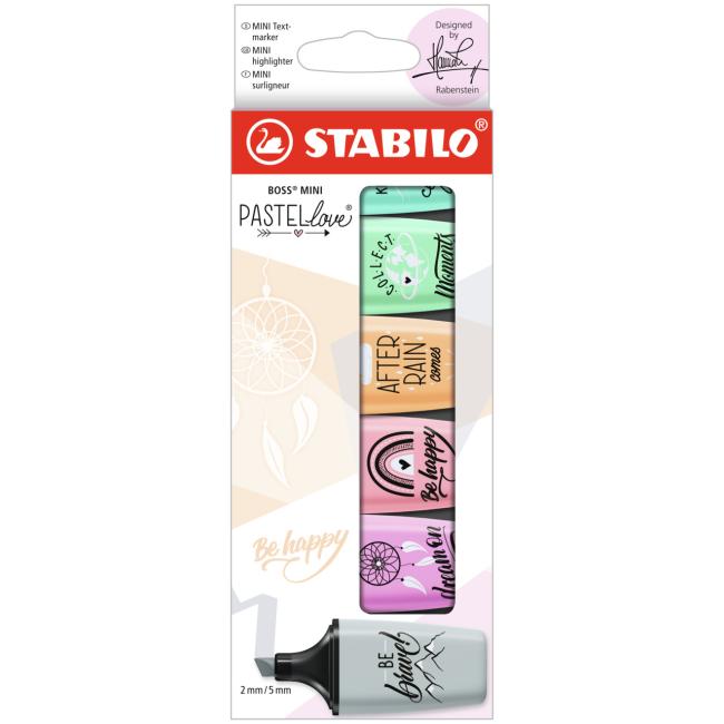 STABILO Boss Mini-Textmarker-Set in Pastellfarben, 6-teilig