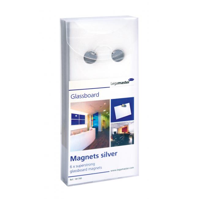 Extra starke Magnete für Glastafeln, 12 mm Rolle, 6 Stück.