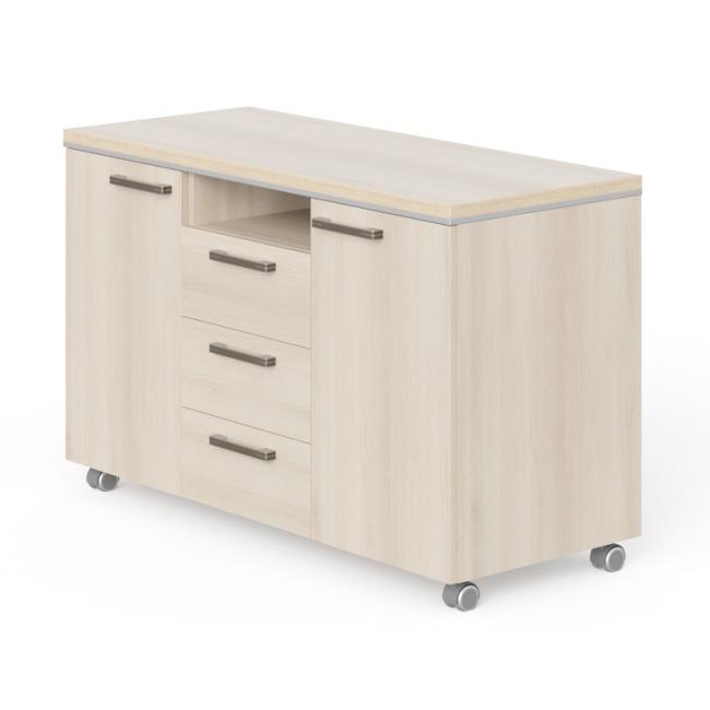 [LZ000610] Mobiler Nischenbehälter Lenza Wels, 120 x 76,2 x 50,4 cm, helle Akazie