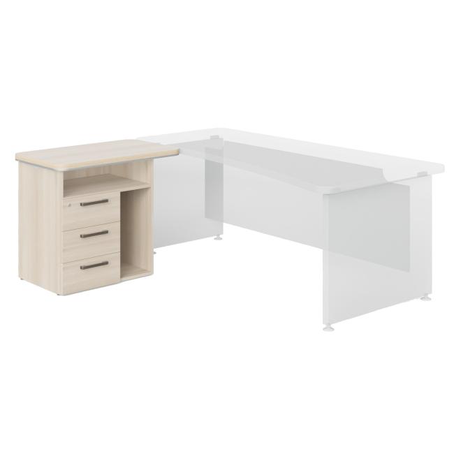 [LZ000700] Lenza Wels Hafencontainer L mit 3 Schubladen, PC-Nische, 90 x 76,2 x 55 cm, helles Akazienholz