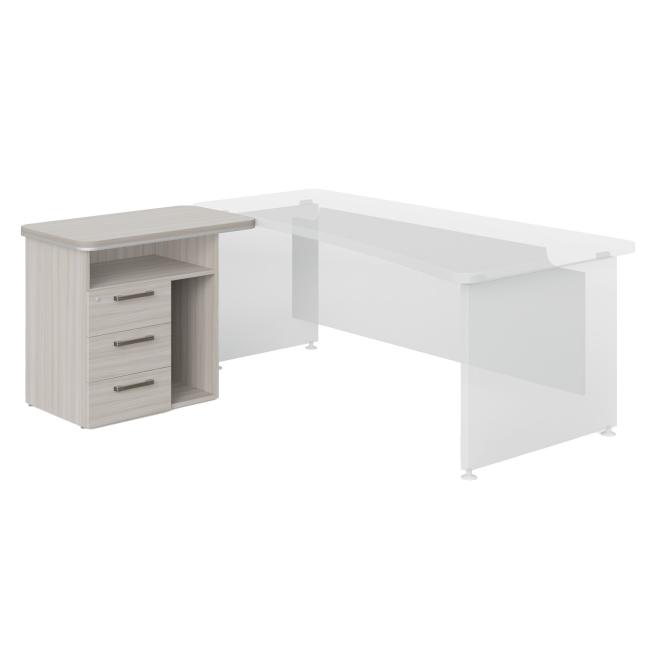 [LZ000701] Lenza Wels Port Container L mit 3 Schubladen, Nische für PC, 90 x 76,2 x 55 cm, Treibholz