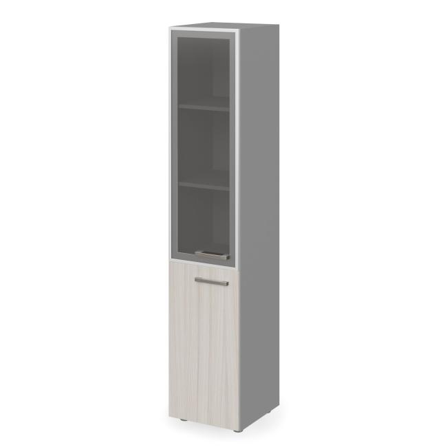 [LZ001021] Lenza Wels Regalschrank, Scharniere links, 39,9 x 196,5 x 42,5 cm, Treibholz/Grau