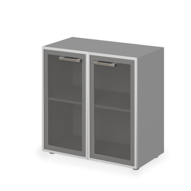 [LZ001100] Lenza Wels Regalschrank, verglast, 79,8 × 80,0 × 40,4 cm, helles Akazienholz