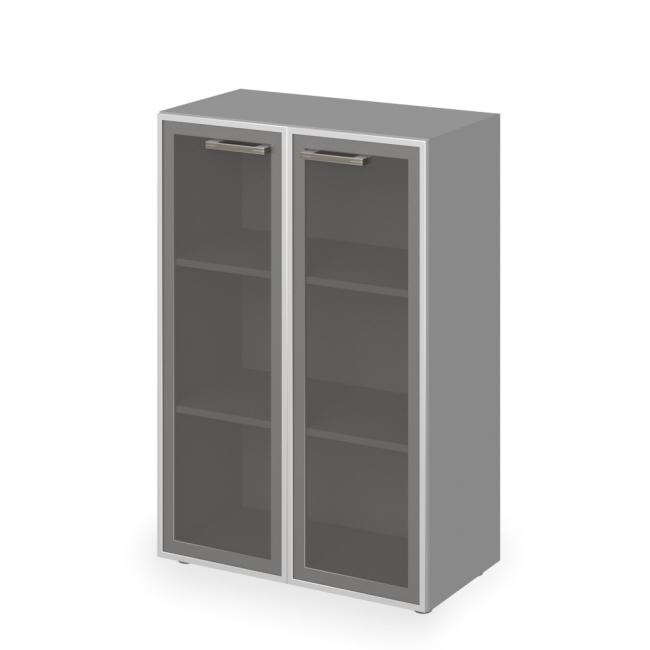 [LZ001111] Lenza Wels Regalschrank, verglast, 79,8 x 119,5 x 42,5 cm, Treibholz/Grau