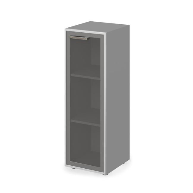 [LZ001130] Lenza Wels Regalschrank, verglast, Scharniere rechts, 39,9 x 119,5 x 42,5 cm, 2 Regalböden, helles Akazienholz