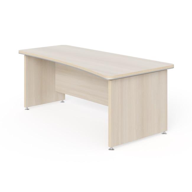 Schreibtisch von Lenza Wels, nach links verjüngt, 200 x 76,2 x 100/78 cm, helles Akazienholz
