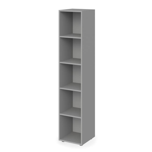 [LZ001604] Offener Kleiderschrank, hoch, 4 Einlegeböden, Lenza Wels, 39,9 x 196,5 x 40,4 cm, grau