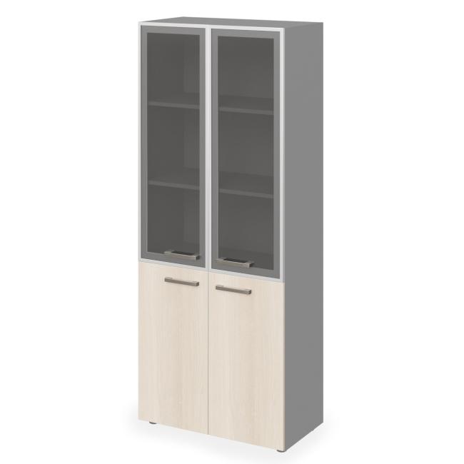 [LZ001610] Lenza Wels hoher Kombinationskleiderschrank, 79,8 x 196,5 x 42,5 cm, helles Akaziengrün/Grau