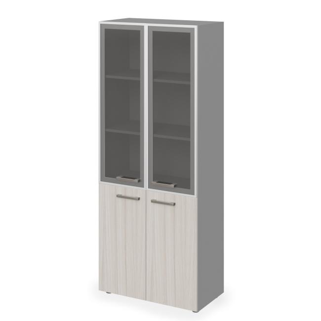 [LZ001611] Lenza Wels hoher Kombinationskleiderschrank, 79,8 x 196,5 x 42,5 cm, Treibholz/Grau