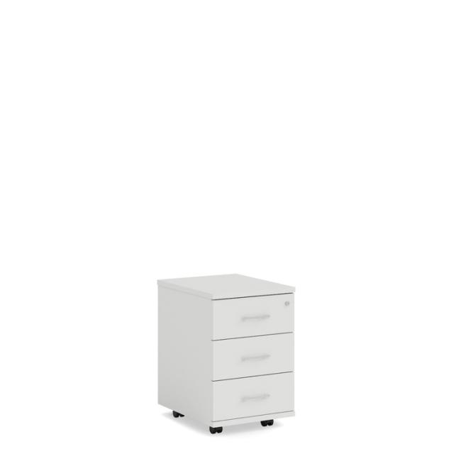 [LZ002343] Mobiler Container BASIC, 3 Schubladen mit Schloss, 41 x 61 x 50 cm, weiß