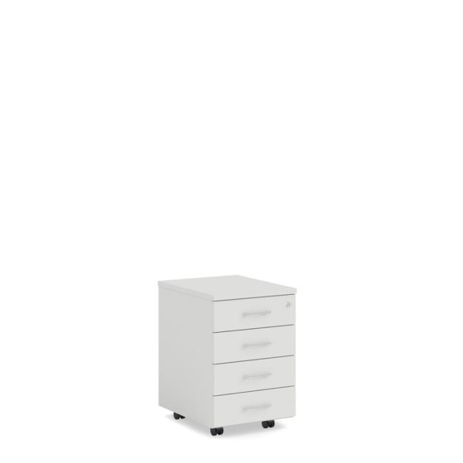 [LZ002353] Mobiler Container BASIC, 4 Schubladen mit Schloss, 41 x 67 x 50 cm, weiß
