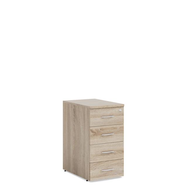 [LZ002364] Dockingcontainer BASIC, 4 Schubladen mit Schloss, 41 x 76 x 60 cm, Sonoma-Eiche