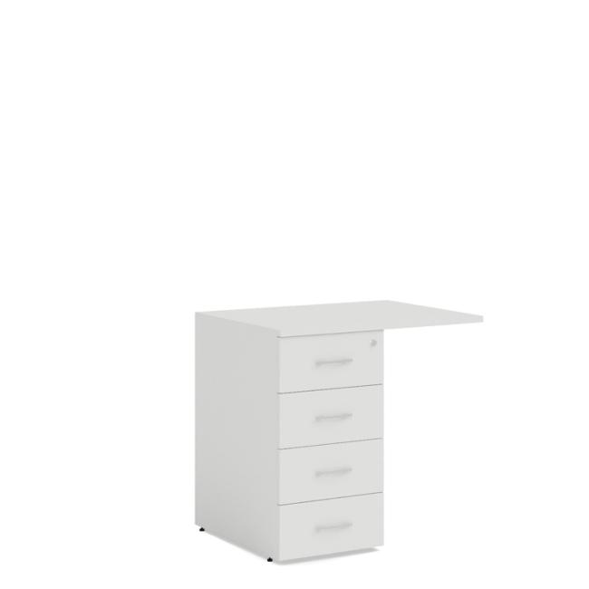 [LZ002372] Dockingcontainer BASIC, 4 Schubladen mit Schloss, 80 x 76 x 60 cm, weiß
