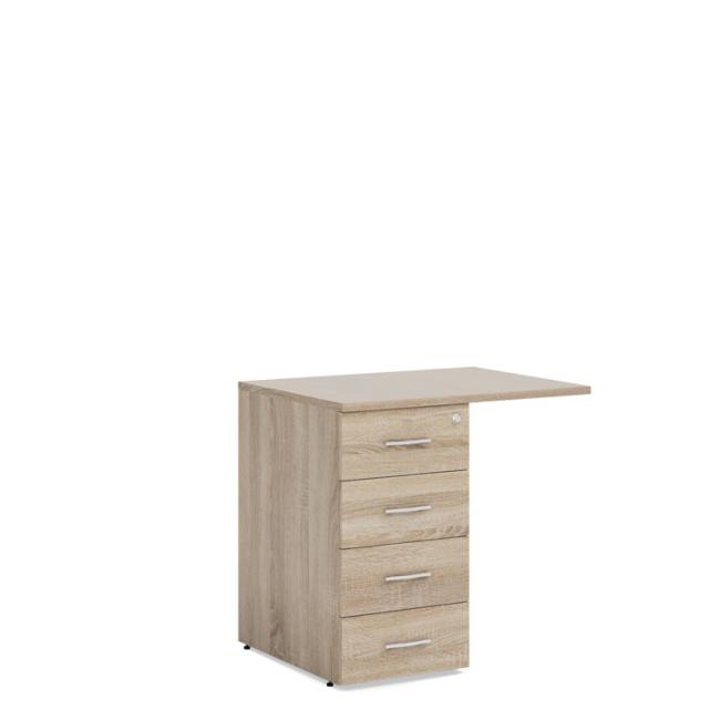 [LZ002374] Dockingcontainer BASIC, 4 Schubladen mit Schloss, 80 x 76 x 60 cm, Sonoma-Eiche