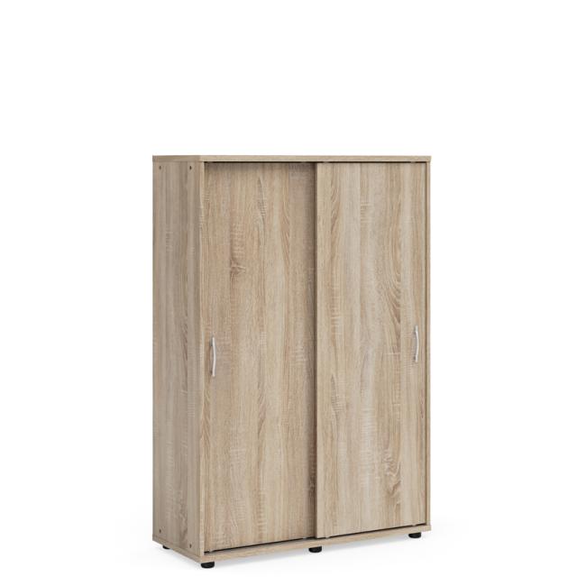 [LZ002894] Einfaches Regalsystem, Schiebetüren ohne Schloss, 100 x 40 x 147,9 cm, Sonoma-Eiche