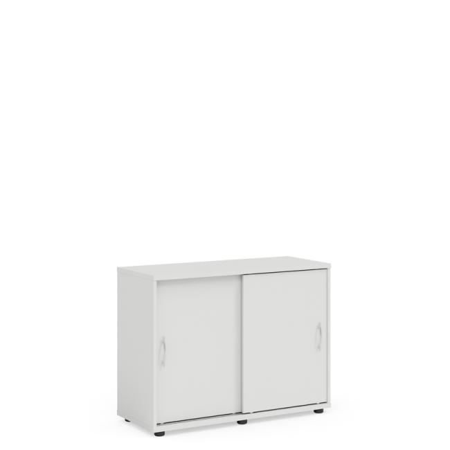 Einfaches Regalsystem, Schiebetüren ohne Schloss, 100 x 40 x 75,3 cm, weiß
